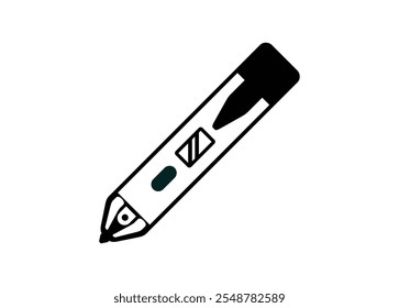 Testador de voltagem. Ilustração simples em preto e branco.