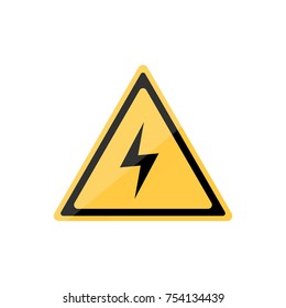 Voltage warning triangle sign. Flat icon illustration