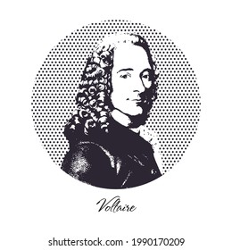 Voltaire. Black and white portrait