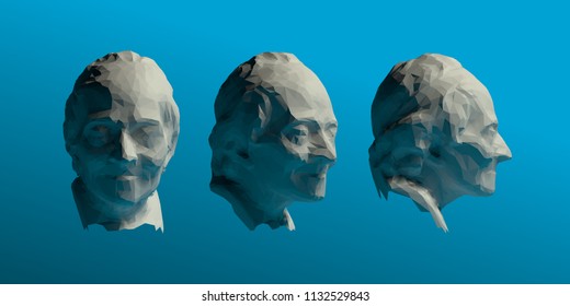 Voltaire Head Vector 3D Rendering