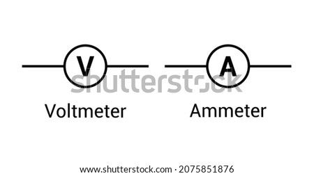 voltmeter and ammeter symbol icon in electricity