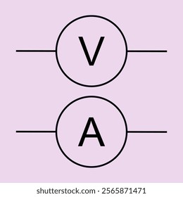 voltmeter and ammeter symbol vector,  Vector symbol design. electrical Symbols.