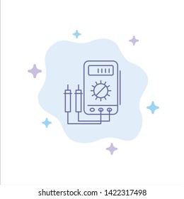 Voltmeter, Ampere, Watt, Digital, Tester Blue Icon on Abstract Cloud Background