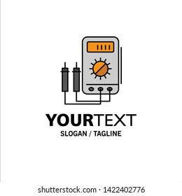 Voltmeter, Ampere, Watt, Digital, Tester Business Logo Template. Flat Color
