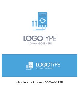 Voltmeter, Ampere, Watt, Digital, Tester Blue Solid Logo with place for tagline. Vector Icon Template background