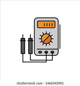 Voltmeter, Ampere, Watt, Digital, Tester  Flat Color Icon. Vector icon banner Template. Vector Icon Template background