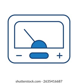 Voltmeter Blue Icon. Solar Energy, Solar Panel, Green Energy, Sun Energy, Solar Battery, Energy Saving, Solar House, Ecology, Electricity, Renewable Energies Editable Stroke Vector Illustration