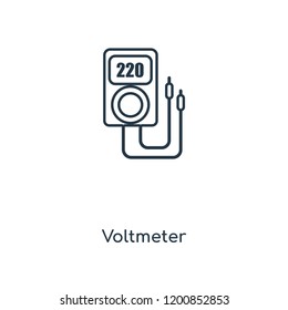 Voltmeter concept line icon. Linear Voltmeter concept outline symbol design. This simple element illustration can be used for web and mobile UI/UX.