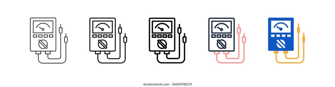 Voltmeter different style icons set vector illustration.