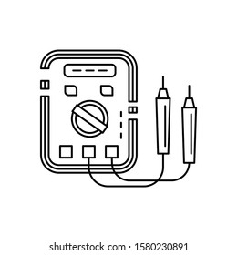 voltmeter, electronics, energy line icon on white background