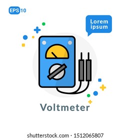Voltmeter Flat icon. Used For web, logo, mobile app, User Interface