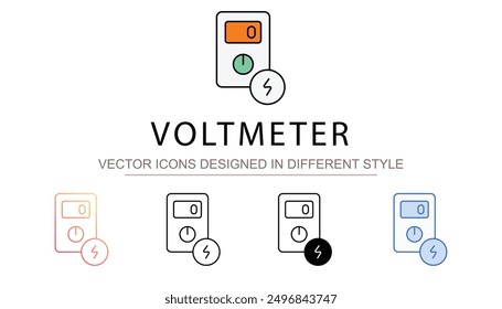 Voltmeter-Symboldesign mit weißem Hintergrund - Stockgrafik