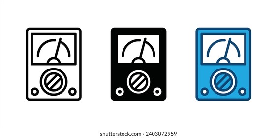 Voltmeter icon. Electrician tool symbol. Electric voltage measuring device. Vector illustration