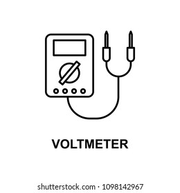 voltmeter icon. Element of measuring instruments icon with name for mobile concept and web apps. Thin line voltmeter icon can be used for web and mobile. Premium icon