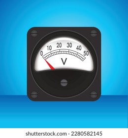 Voltmeter icon on blue background. Flat illustration of voltmeter vector icon for web design.
