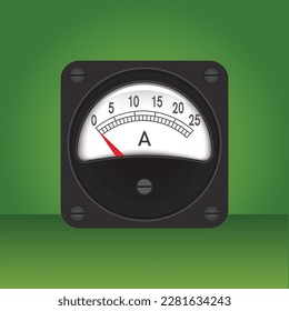 Voltmeter icon on green background. Flat illustration of voltmeter vector icon for web design and etc.