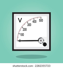 Voltmeter icon on green background. Flat illustration of voltmeter vector icon for web design and etc.