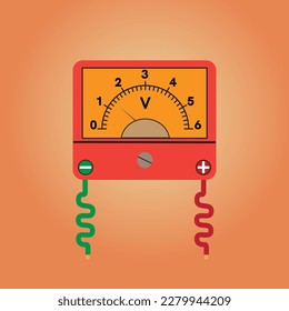 Voltmeter icon on orange background. Flat illustration of voltmeter vector icon for web design.