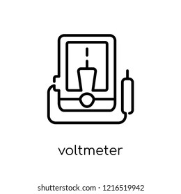 voltmeter icon. Trendy modern flat linear vector voltmeter icon on white background from thin line collection, outline vector illustration