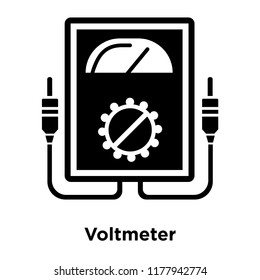 Voltmeter icon vector isolated on white background, logo concept of Voltmeter sign on transparent background, filled black symbol