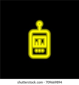 Voltmeter yellow glowing neon ui ux icon. Glowing sign logo vector