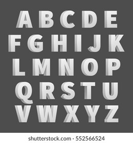 Volume 3D vector alphabet letters. Type alphabet design volume, typography letter alphabet illustration