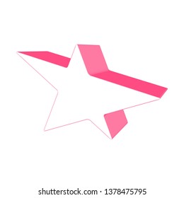 Volume abstract 3D red star, isolated white background. Creative element for interior design. Graphic 3D drawing. Vector illustration, eps10.