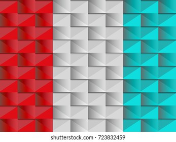 Volume abstract seamless pattern of rhombuses in three colors  for example