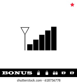 Volume adjustment icon flat. Black pictogram on white background. Vector illustration symbol and bonus button open and closed lock, folder, star