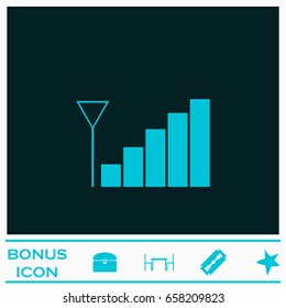 Volume adjustment icon flat. Blue pictogram on dark background. Vector illustration symbol and bonus icons