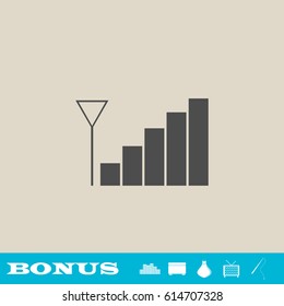 Volume adjustment icon flat. Grey pictogram on light background. Vector illustration symbol and bonus button real estate, ottoman, vase, tv, fishing rod