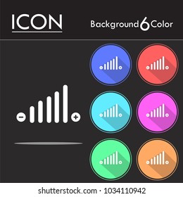 Volume adjustment icon vector isolated on six color background.