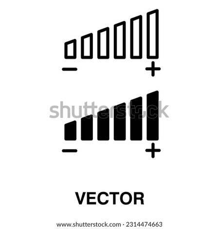 Volume adjustment icon,High and low sound level sign vector. Power control sign, audio balance vector illustration on white background..eps