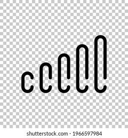Volume adjustment, sound levels, simple icon. Black editable linear symbol on transparent background