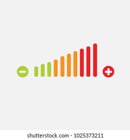 volume adjustment vector icon high medium and low negative and positive sign