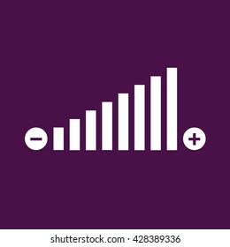 Volume adjustment vector icon. Purple background