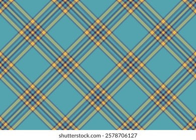 Volume background pattern tartan, network seamless plaid vector. Inspiration textile texture fabric check in cyan and traditional gold colors palette.