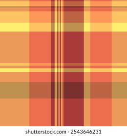 Volume background textile fabric, graph vector pattern plaid. Mat tartan texture seamless check in orange and red colors palette.