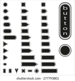 Volume black buttons for design internet pages of different sizes and shapes