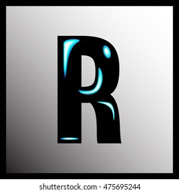 Volume black letter "R" with highlights