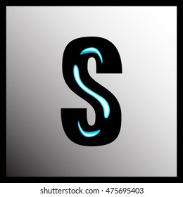 Volume black letter "S" with highlights