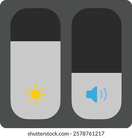 Volume and brightness control icons. Smartphone buttons Slider Bar icon set. Vector scalable graphics