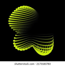 Volume Bubble Swelling As Mountain. Spherical Protrusion. Distorted Surface. Deflating Inflating Cosmic Substance. Spherical Distortion Oval Bumps. Dots Particle Points Globe Surface. Big Data Flow