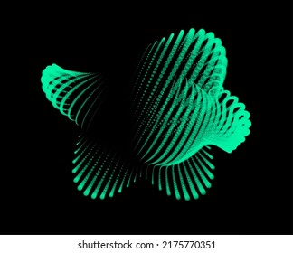 Volume bubble swelling as mountain. Spherical protrusion. distorted surface. Deflating inflating cosmic substance. Spherical distortion oval bumps. Dots particle points globe surface. Big data flow