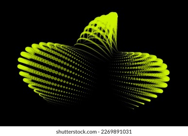 Volume bubble swelling as mountain. Spherical protrusion. distorted surface. Deflating inflating cosmic substance. Spherical distortion oval bumps. Dots particle points globe surface. Big data flow