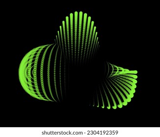Volume bubble swelling as mountain. Spherical protrusion. distorted surface. Deflating inflating cosmic substance. Spherical distortion oval bumps. Dots particle points globe surface. Big data flow