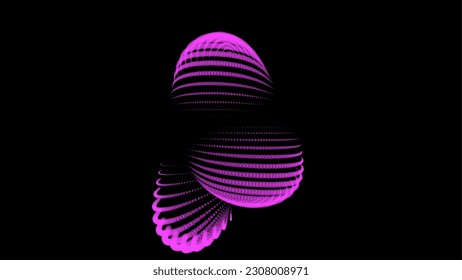La burbuja de volumen se hinchó como montaña. Protrusión esférica. superficie distorsionada. Sustancia cósmica desinfladora. Distorsión esférica de los bultos ovales. Los puntos de partícula apuntan a la superficie del globo. Gran flujo de datos