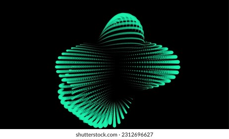 Volumenblase schwellt als Berg. Spherische Überstehung. verzerrte Oberfläche. Deflating inflationierende kosmische Substanz. Geografische Verzerrung ovale Stoßfänge. Punktpartikeln zeigen die Erdoberfläche. Big Data Flow
