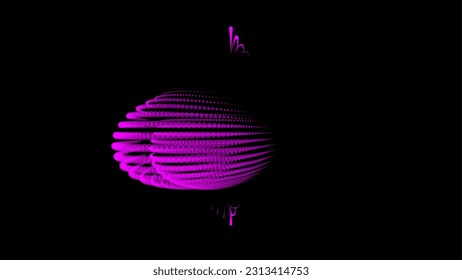 Volume bubble swelling as mountain. Spherical protrusion. distorted surface. Deflating inflating cosmic substance. Spherical distortion oval bumps. Dots particle points globe surface. Big data flow