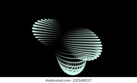Volume bubble swelling as mountain. Spherical protrusion. distorted surface. Deflating inflating cosmic substance. Spherical distortion oval bumps. Dots particle points globe surface. Big data flow